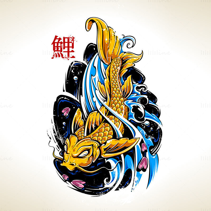 صيني ، سمكة الحظ ، Jin-Li ، سهم التوجيه ، illustration