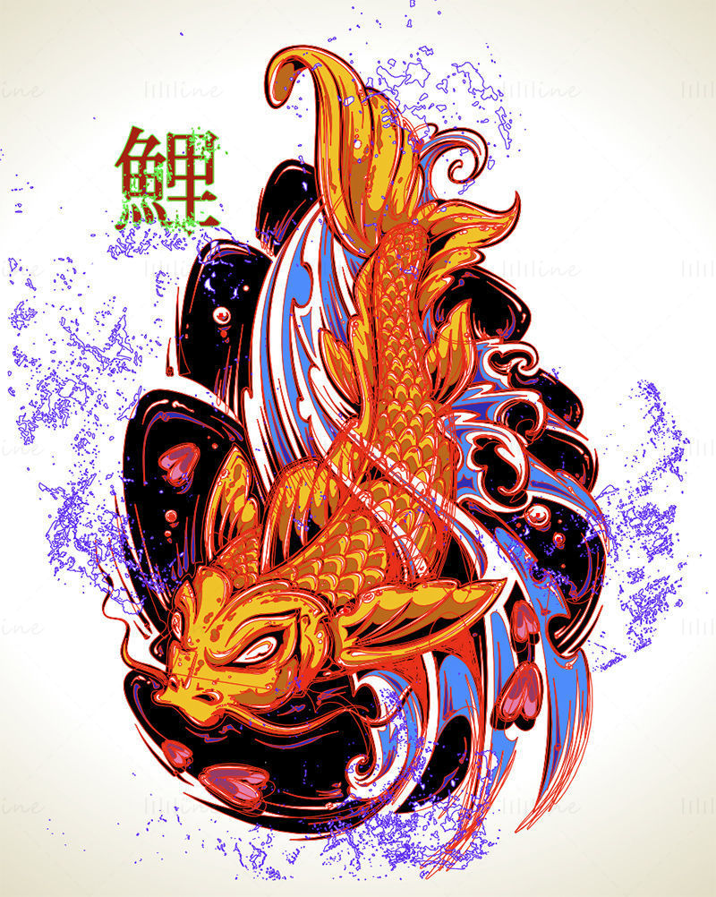 Čínská šťastná ryba Jin-Li vektorové ilustrace
