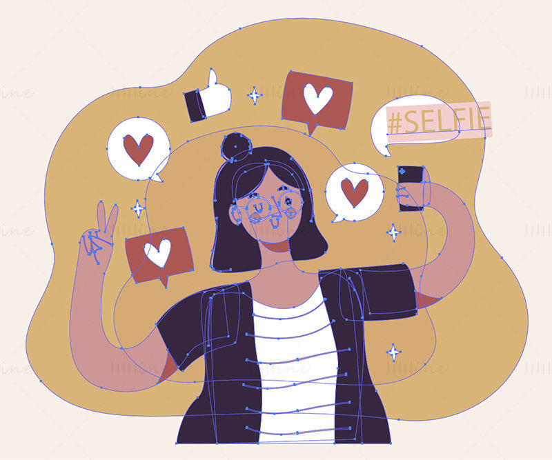 Girl Selfie Vector Illustration