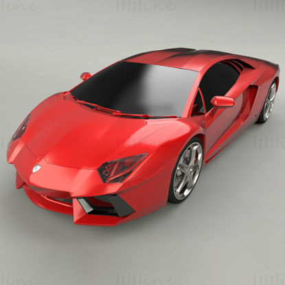 Detailed Lamborghini Aventador Coupe Sports Car 3D Model