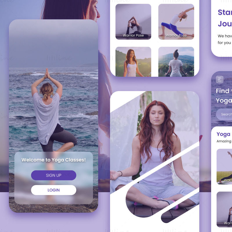Conceito de interface do usuário do aplicativo de ioga