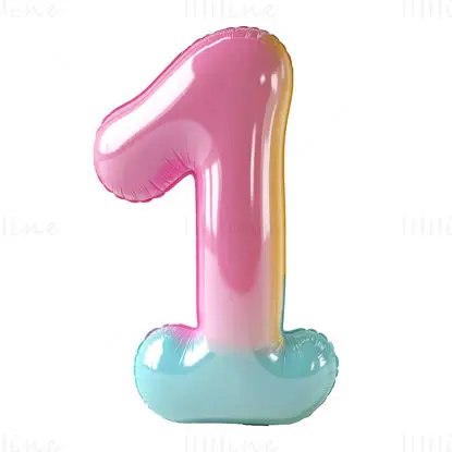 Cartoon balloon Arabic number 1 transparent picture