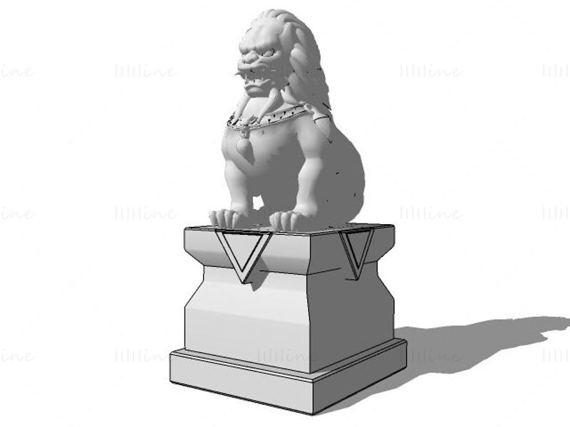 10种中国元素石狮子雕塑sketchup模型