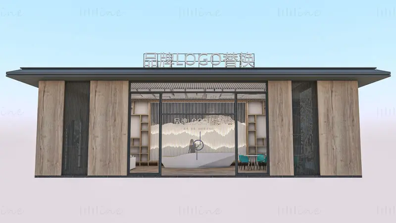 15000*8000mm New Chinese Style Outdoor Booth Design 3D Model