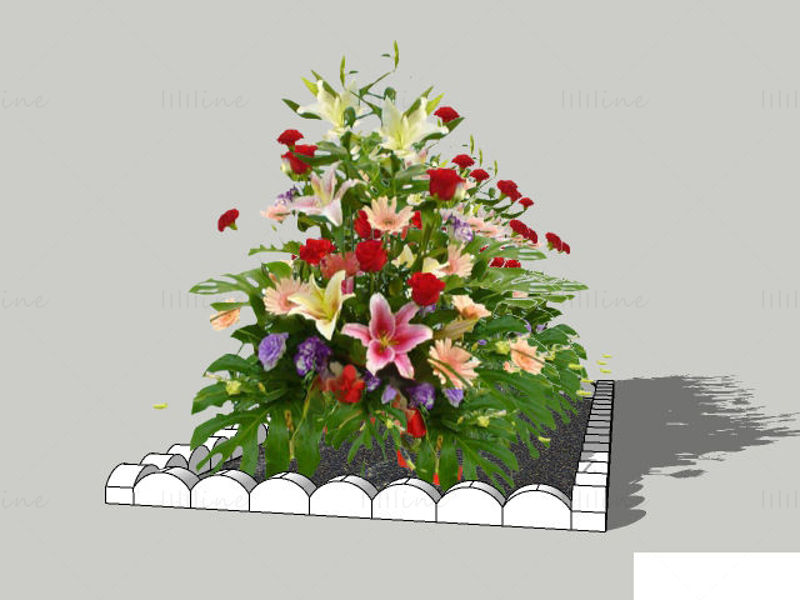 Modelo 3D Sketchup de 15 canteiros de flores