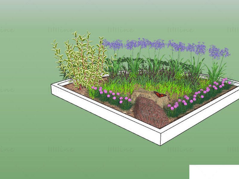 15 paturi de flori Sketchup 3D Model