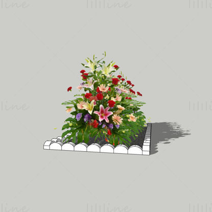 15 Çiçek Tarlası Sketchup 3D Modeli