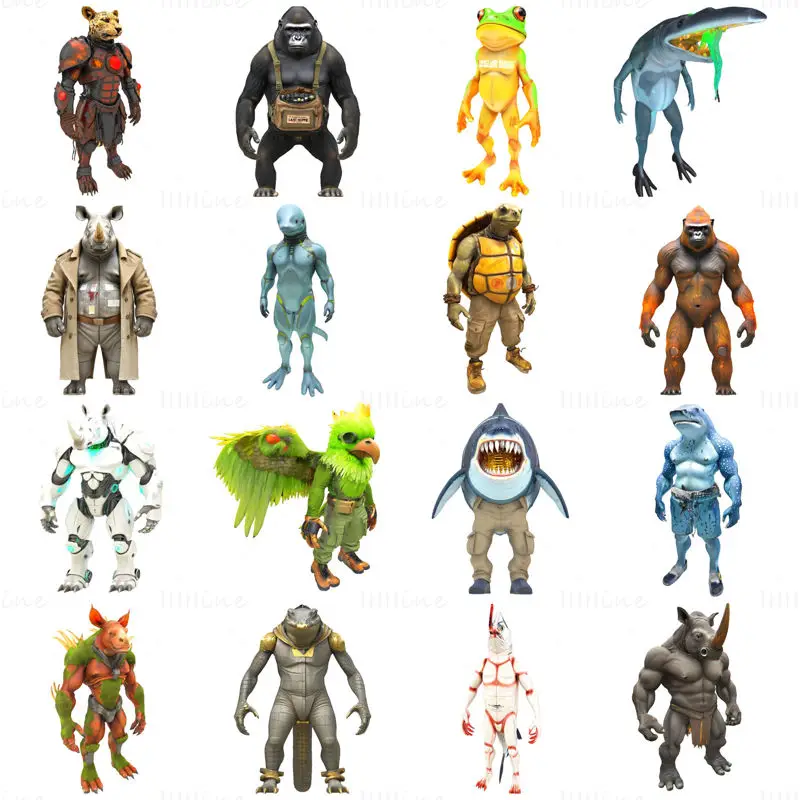 16 BeastBound Guardians 3D Print Model STL Files– Anthro Warrior Collection
