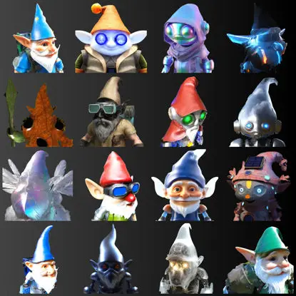 16 Gnome Squad 3D Printable Model STL FIles: Cosmic & Cyber Adventures
