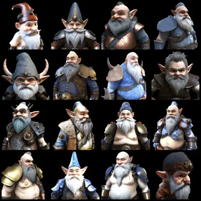 16 Legendary Gnome Warriors 3D Print Model STl Files