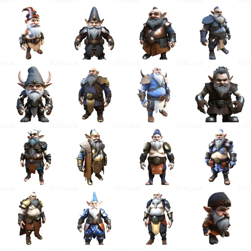 16 Legendary Gnome Warriors 3D Print Model STl Files