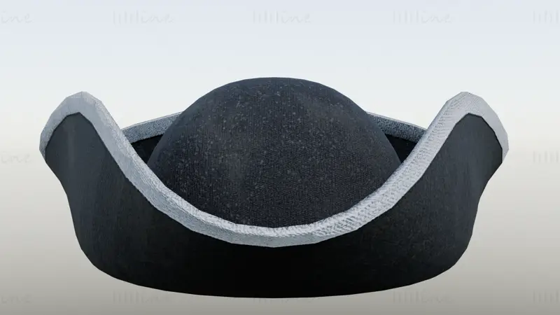 18th century tricorn hat 3d model