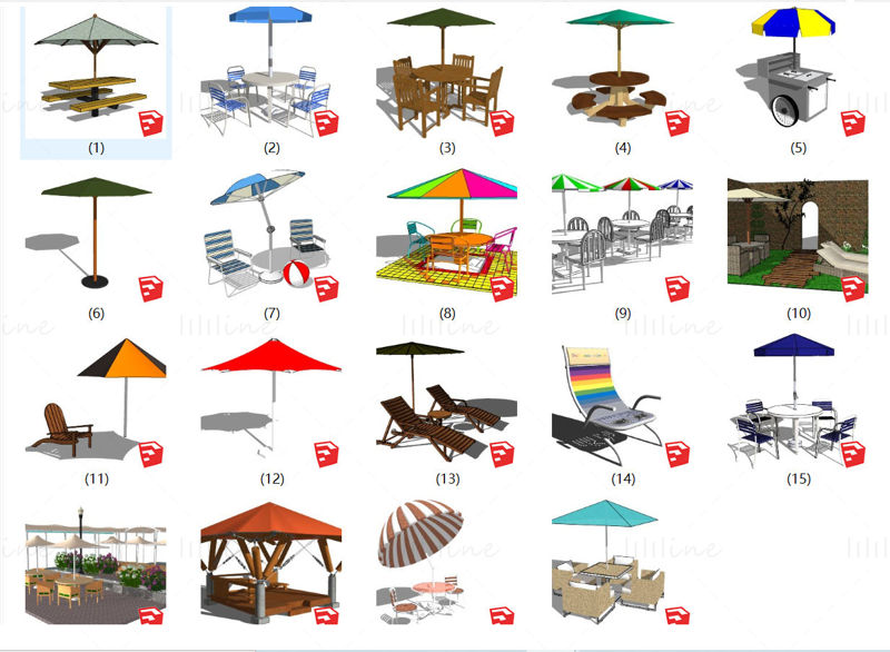 19 modelli di schizzi per ombrelloni