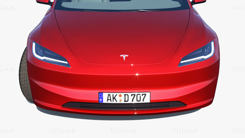 2023 ny Tesla Model 3 3D-modell