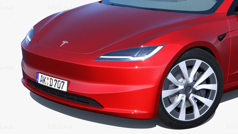 2023 yeni Tesla Model 3 3D modeli