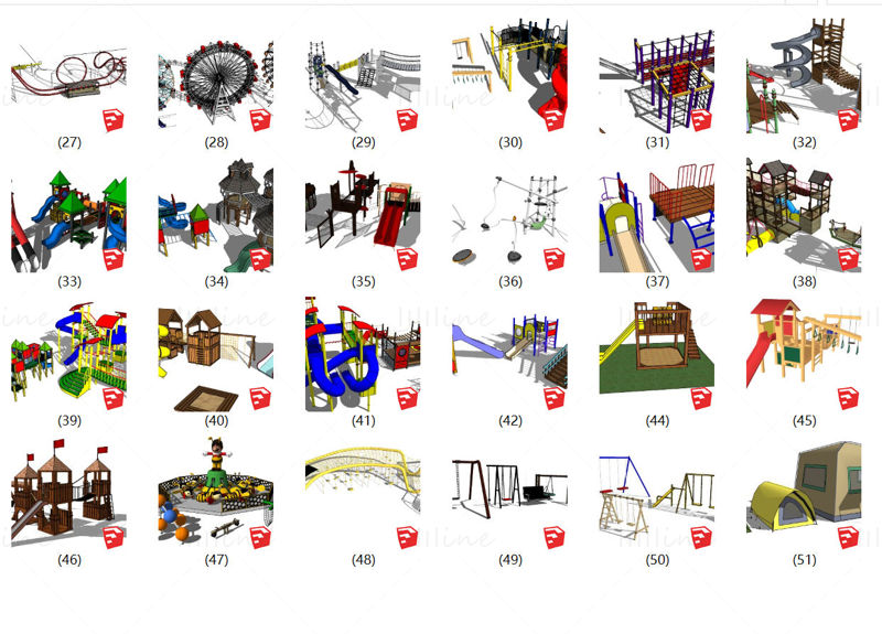 24种儿童游乐设施sketchup模型