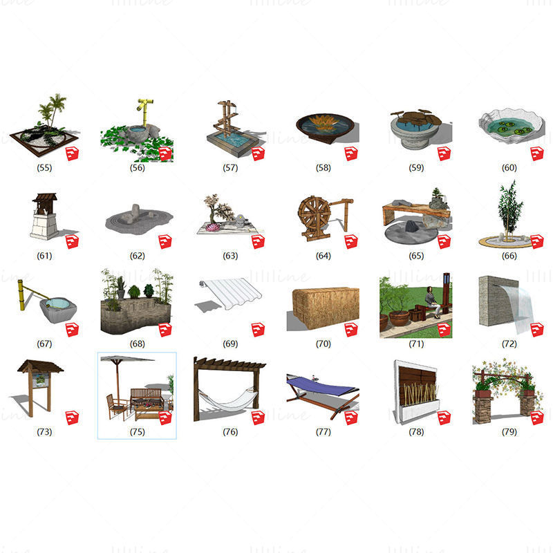 24 modelos de esboço de paisagem de jardim