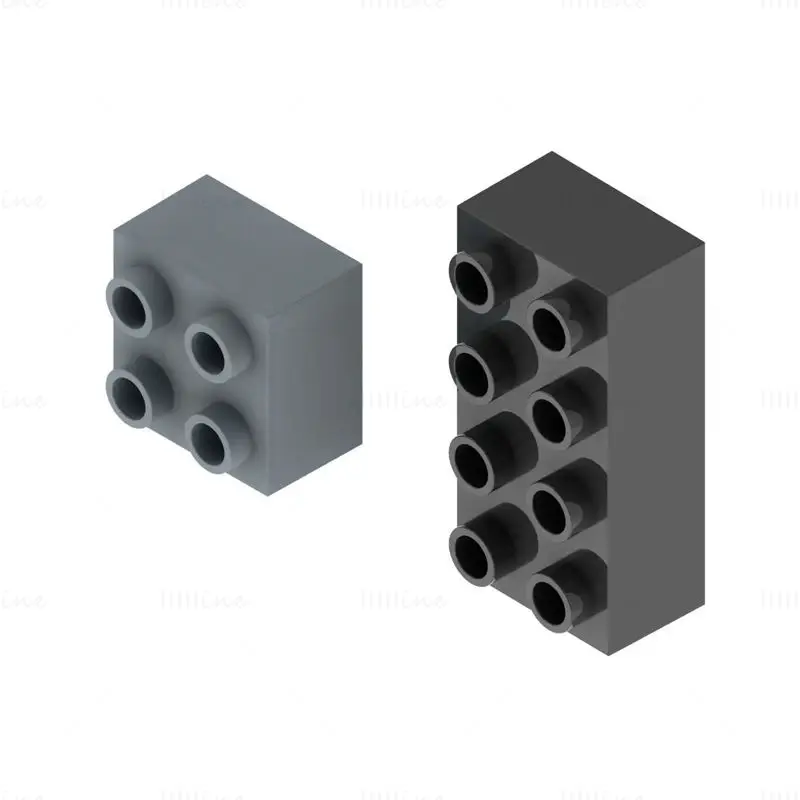 Проектирование строительных блоков 2x2 и 2x4 Модель для 3D-печати STL