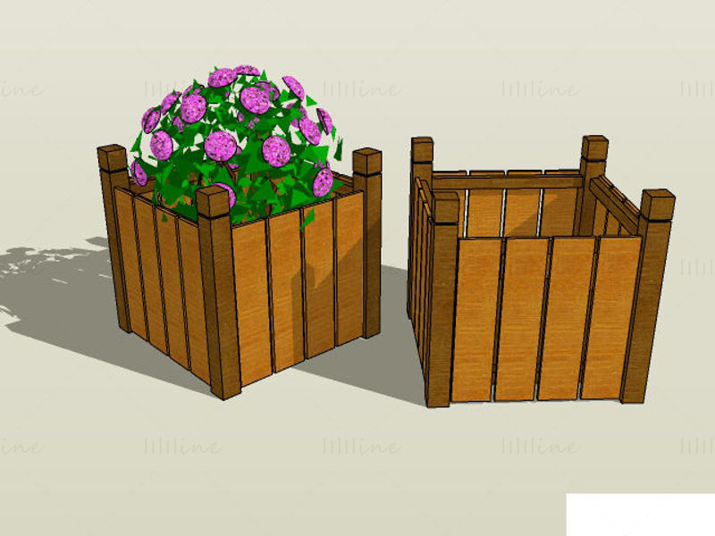 34 Flower Box Sketchup Model 3D