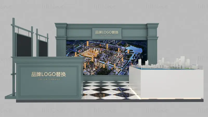 3500*2500mm European style booth design 3D model