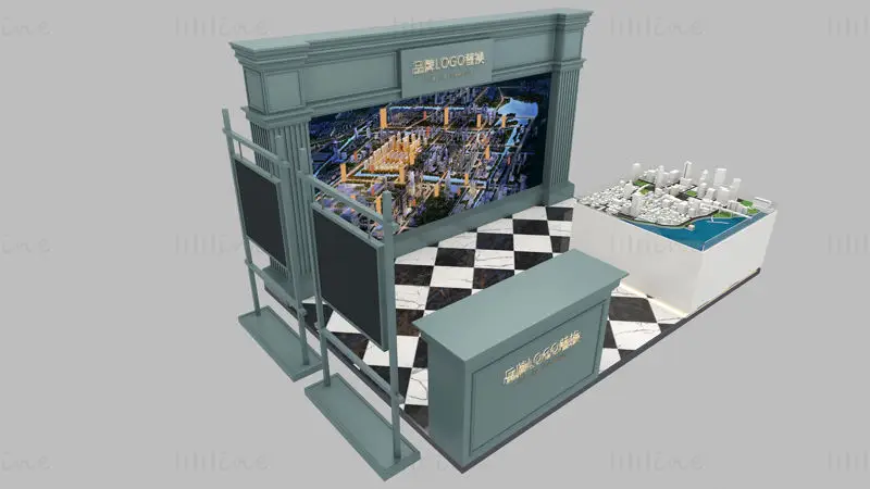 3500*2500mm European style booth design 3D model