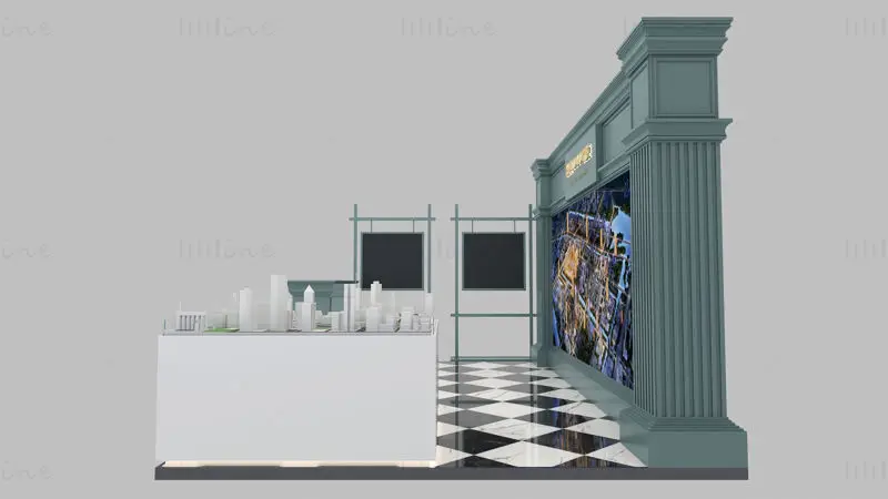 3500*2500mm European style booth design 3D model