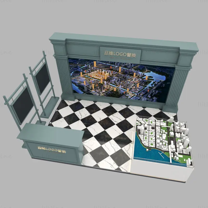 3500*2500mm European style booth design 3D model