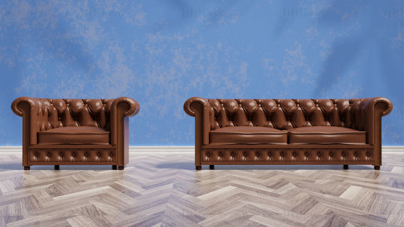 brown leather sofa 3D model