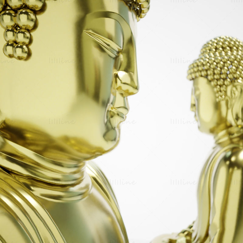 Golden Buddha Sculpture 3D model