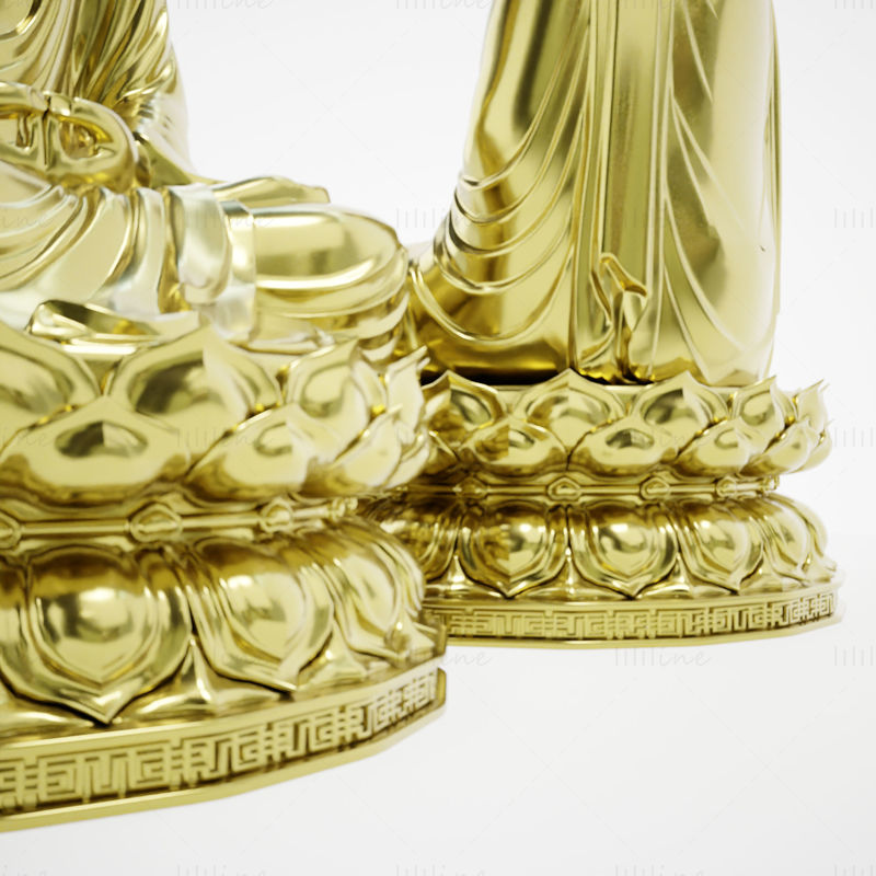 Golden Buddha Sculpture 3D model