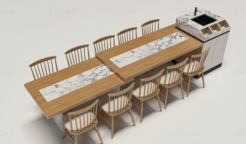 Island Dining Table 3D model