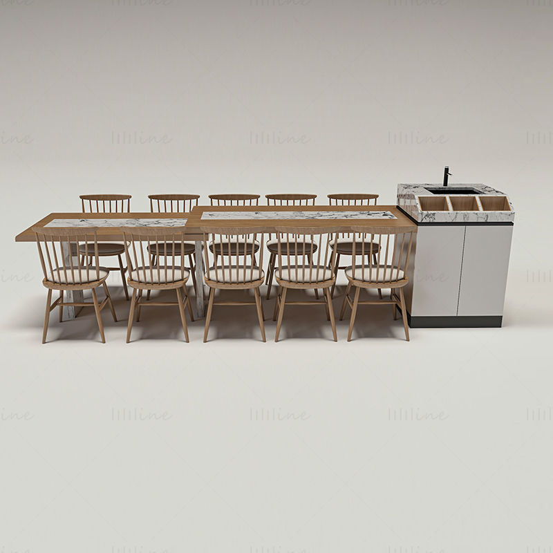 岛台餐桌3D模型