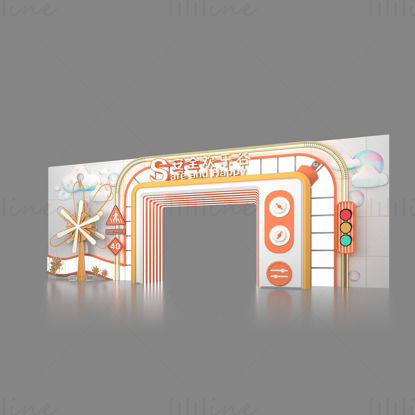 3D scene model of the door of the children's playground in the indoor exhibition hall