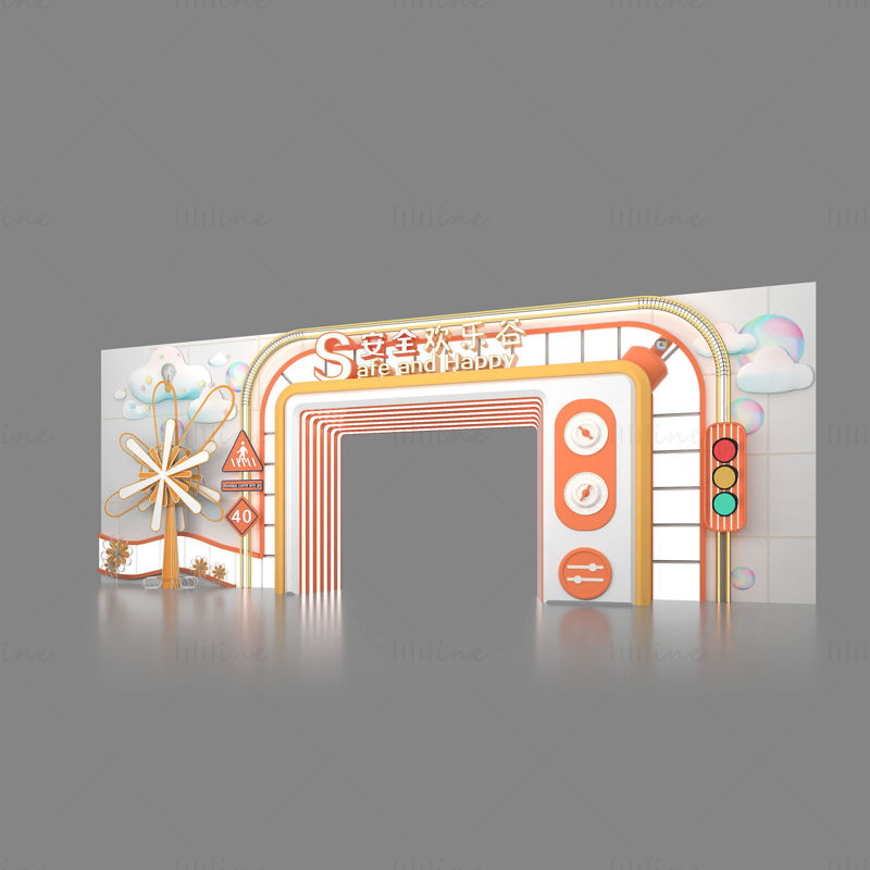 3D scene model of the door of the children's playground in the indoor exhibition hall