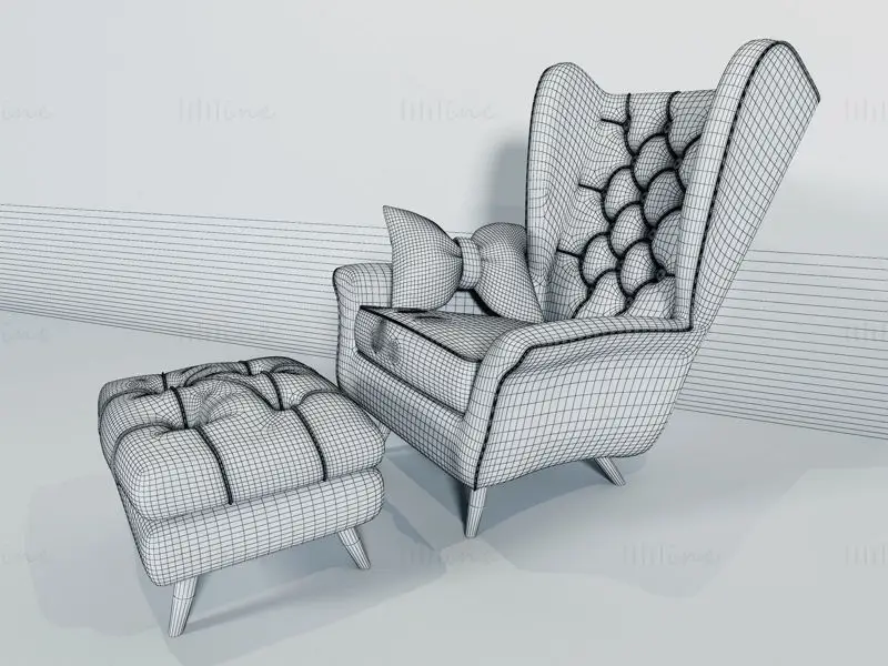 Единичен диван 3D модел