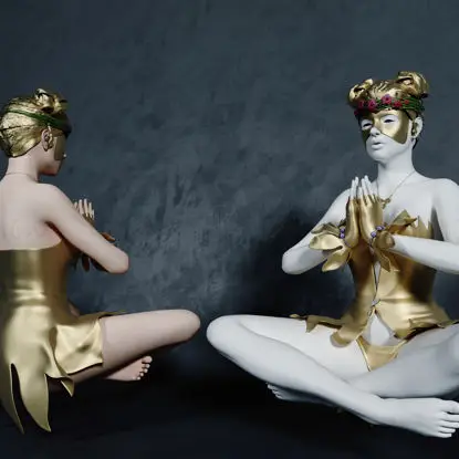 女性の瞑想彫刻3Dモデル