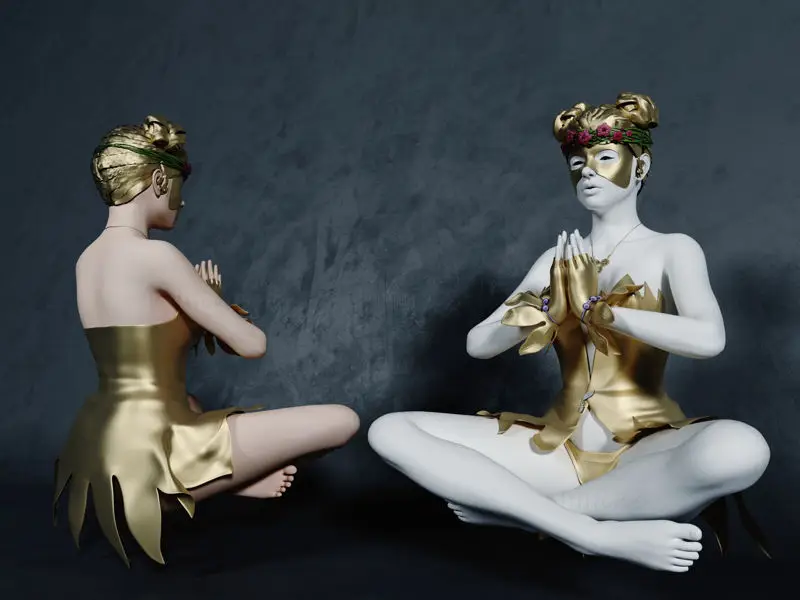 Escultura de meditación femenina modelo 3d.