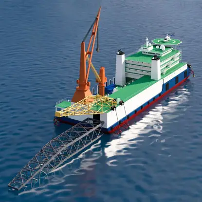 3Д модел инжињеријског брода на мору