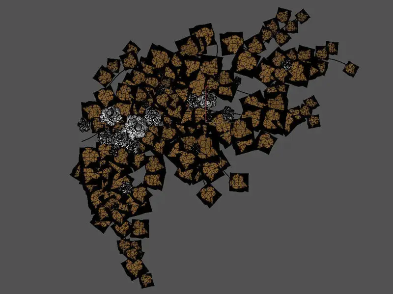 3D-model van een achtergrondmuur met wijnranken