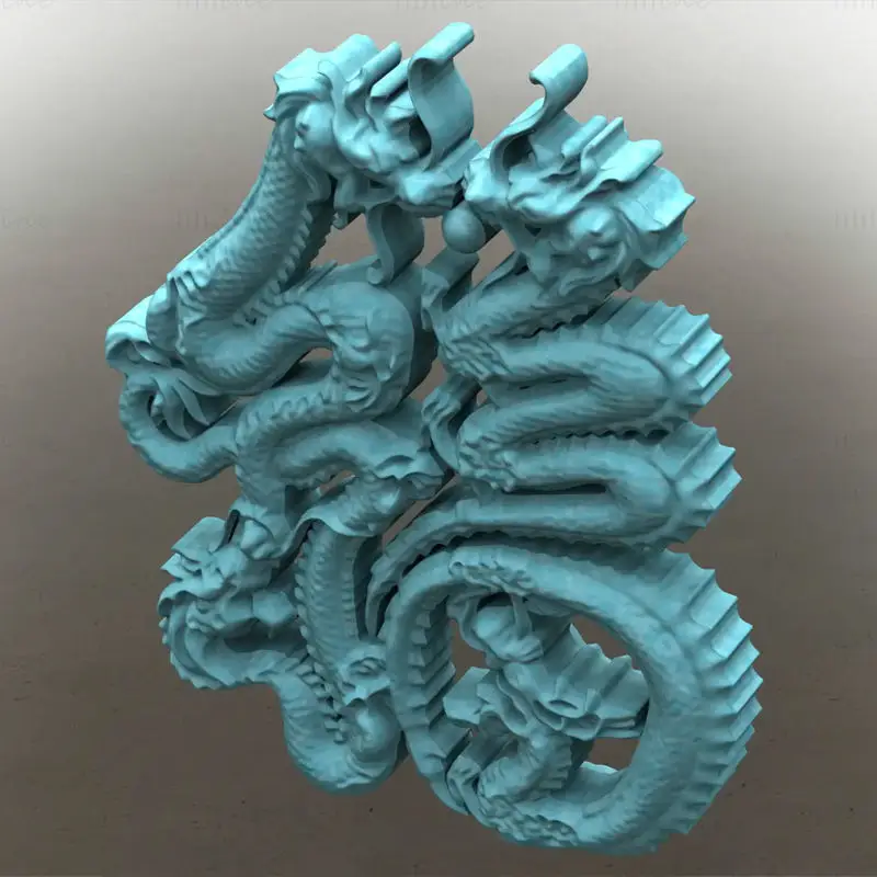 Modello di stampa 3D dello stencil del drago cinese di arte 3D STL