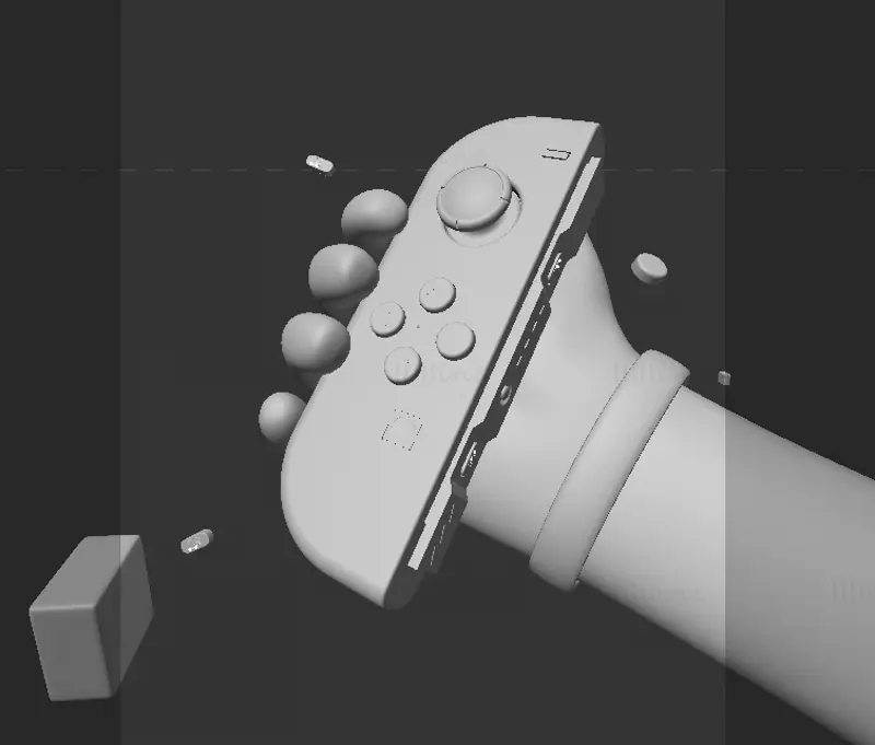 3D Model of Cartoon hand holding Switch game controller