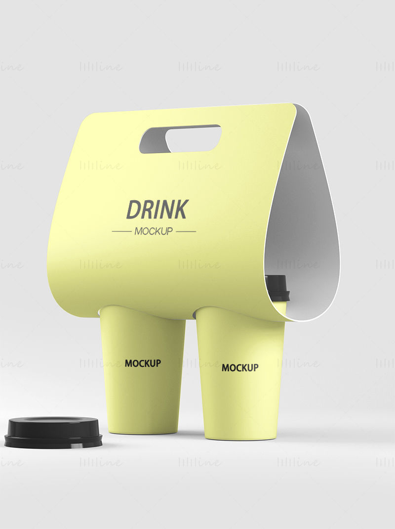 3D Takeaway Beverage Packaging Mockup