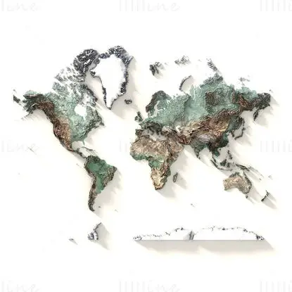 3D世界地形地図画像