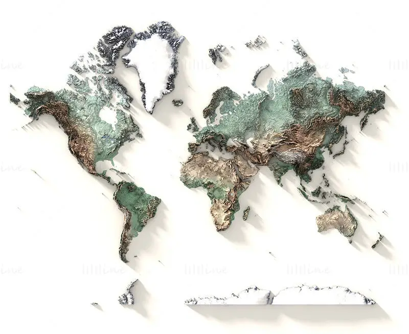 Image de la carte du terrain du monde en 3D