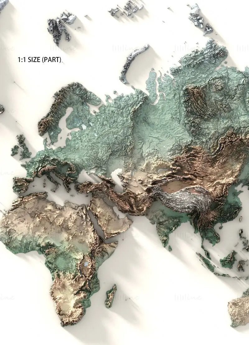 Image de la carte du terrain du monde en 3D