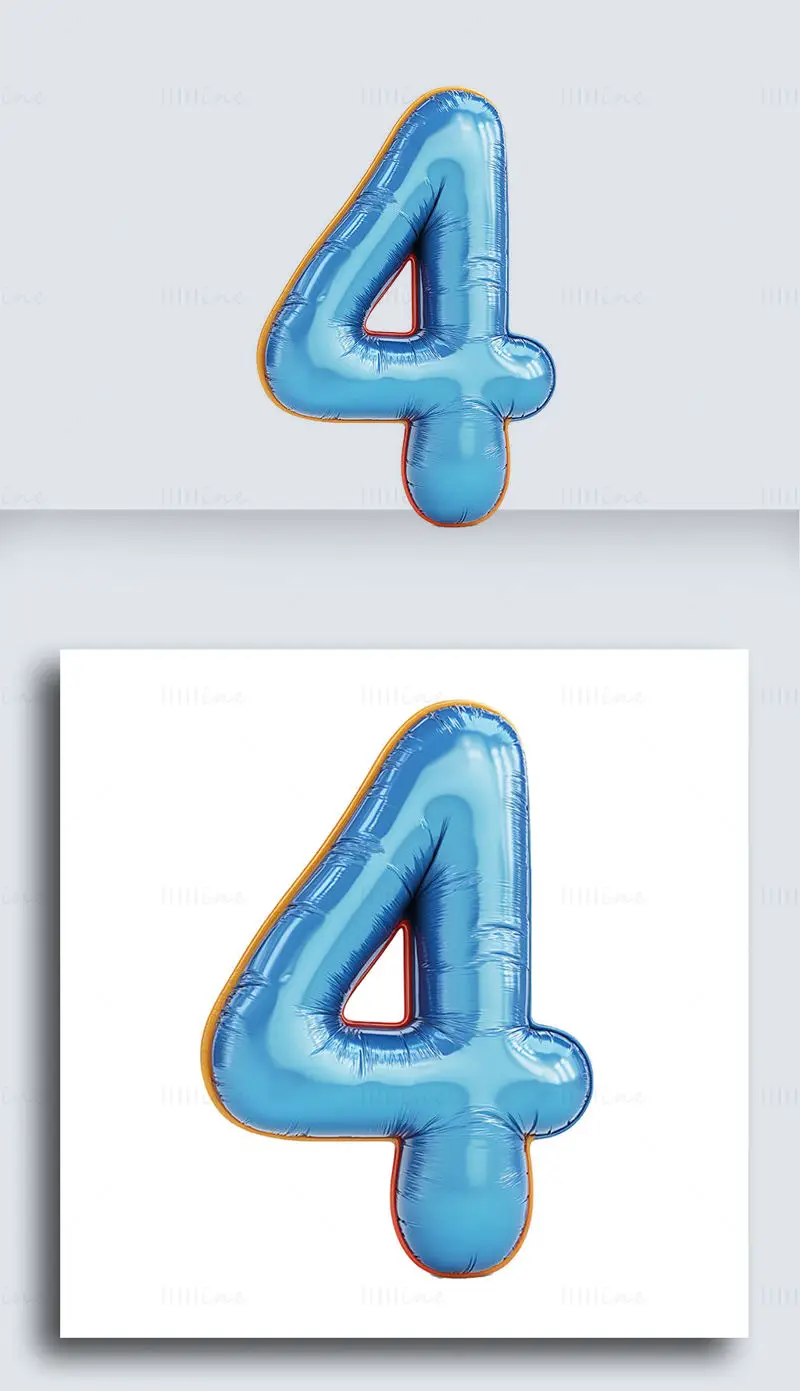 Cartoon inflatable balloon Arabic number 4