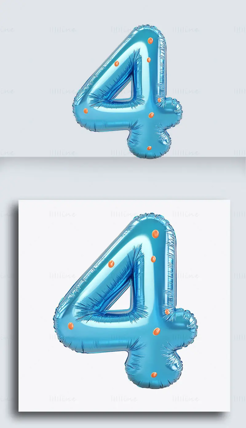 Cartoon inflatable balloon Arabic number 4