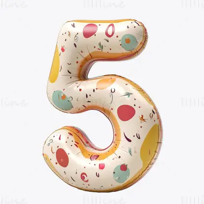 Cartoon inflatable balloon Arabic number 5