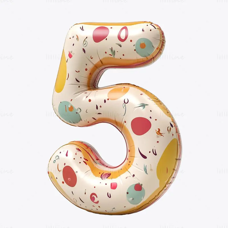 Cartoon inflatable balloon Arabic number 5