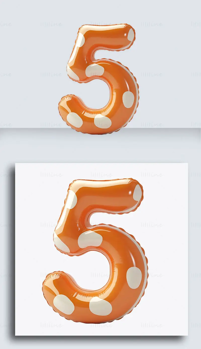 Cartoon inflatable balloon Arabic number 5